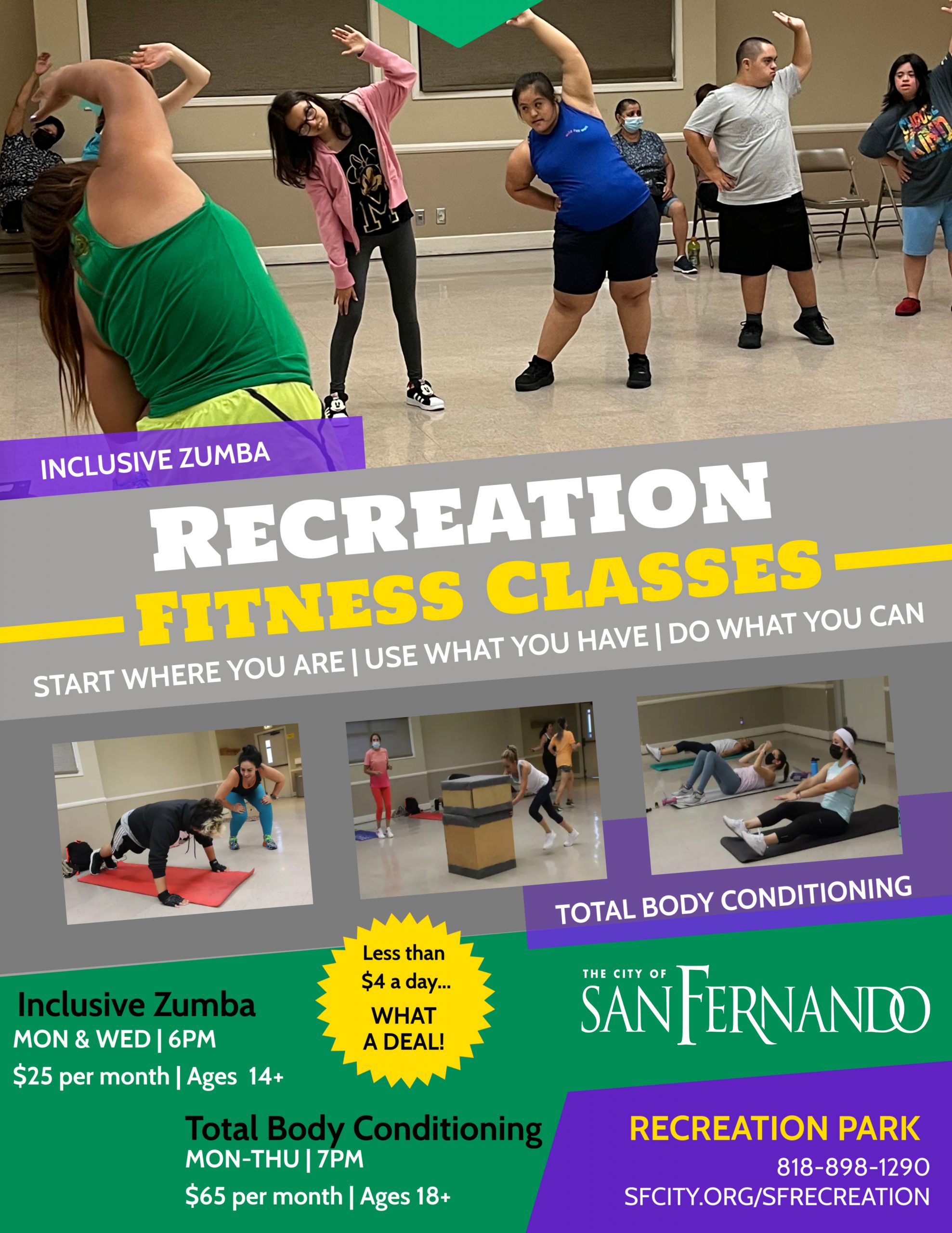 Adult Fitness classes flyer