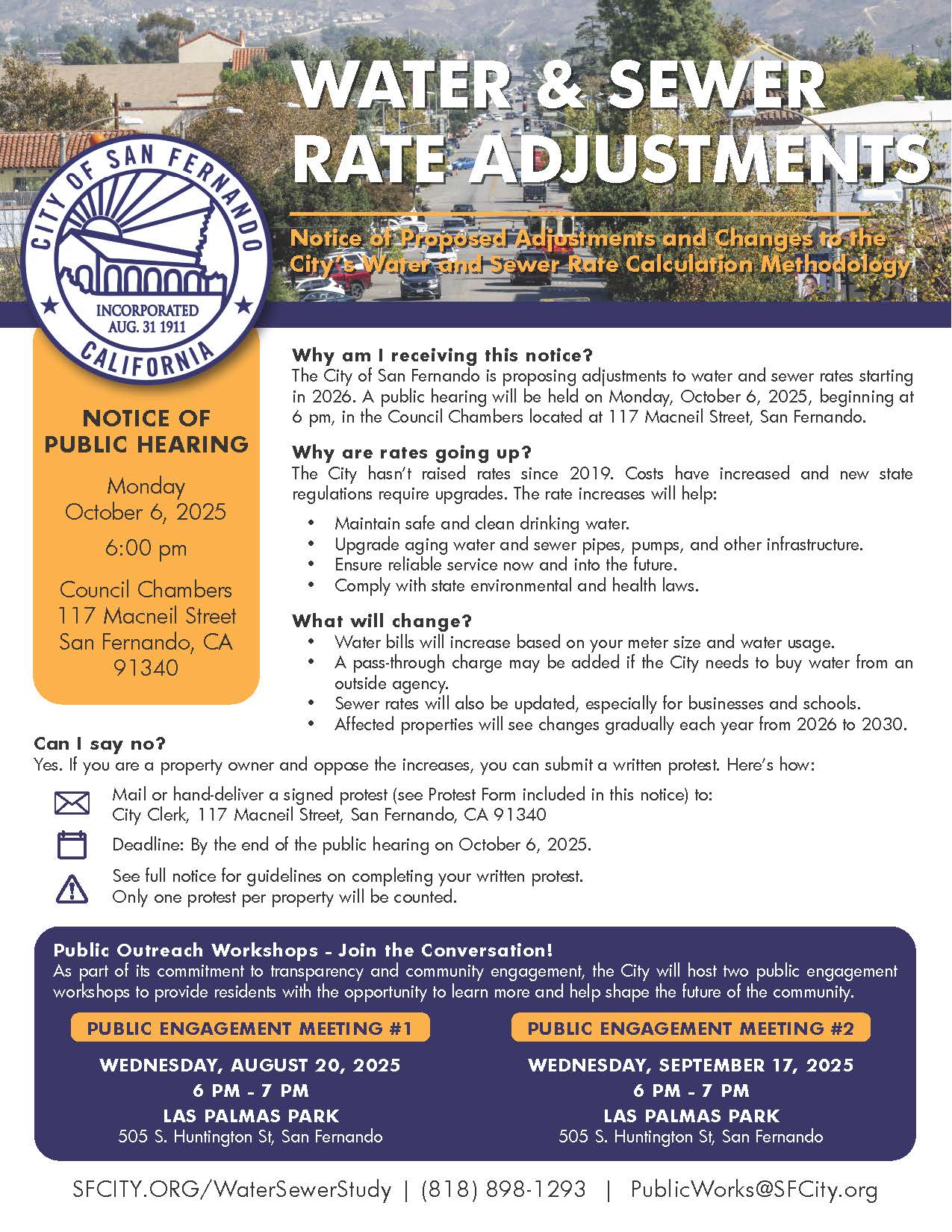 Water and sewer rate public hearing notice