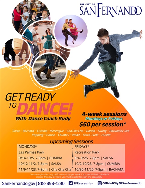Get ready to Dance with Dance Coach Rudy; 4-wee sessions, mondays or fridays; $50 per session