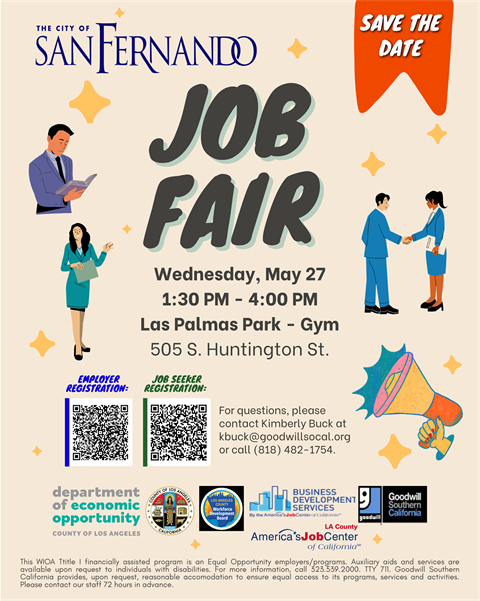 Job Fair flyer; Wednesday, May 24; 1:30 pm to 4:00 pm; graphics of business people